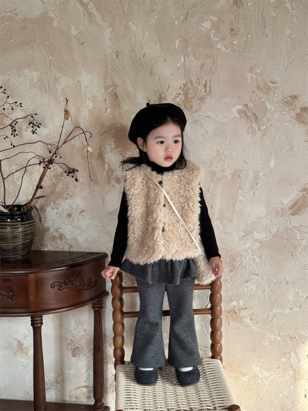 Dievčenská vesta v kórejskom štýle, kardigán, hrubá látka, zapínanie na jeden rad gombíkov, vek 3–8 rokov