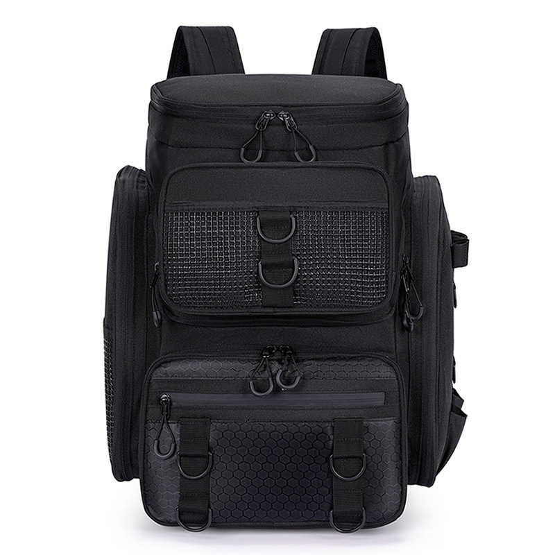 Lauko žvejybos kuprinė su didele talpa ir sausai–drėgni atskyrimai, skirta masalų įrangai (neatspari vandeniui)