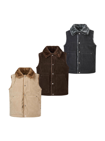 Αντιστρέψιμο γιλέκο από τεχνητή γούνα μίνκ, με γιακά τύπου λαπέλ, κλείσιμο με κουμπιά σε μία σειρά, επένδυση πολυεστερική, για χειμώνα