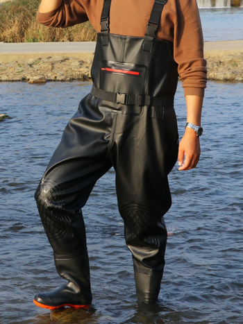 Ūdensnoturīgas makšķerēšanas bikses ar kurpēm, vienkopes dizains un biezas ādas siksnas, izturīgas makšķerēšanas bikses - ūdensnecaurlaidīgas, siltinātas, nodilumizturīgas, vēja izturīgas