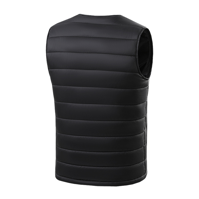 Muška pamučno podstavljena vesta s USB grijanjem, konstantna temperatura, stojeći ovratnik, kopča, bočne džepove