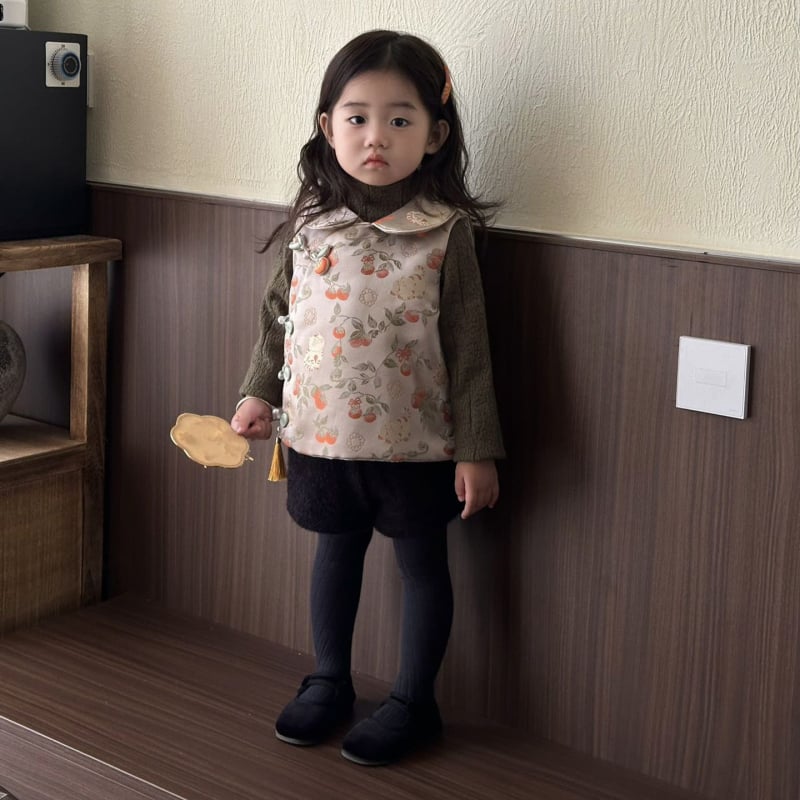 Gyerekeknek szóló hanfu-stílusú mellény Tang ruhához, macskás jacquard mintával, ujjatlan, pamut-kevert anyagból, 3–8 éveseknek, őszi 2025