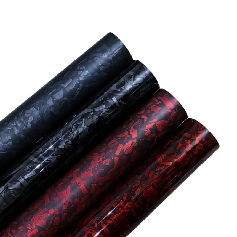 Филм за обвивка на автомобил PET с модел карбон фибър форджд, самозалепващ монтаж, дължина по заявка