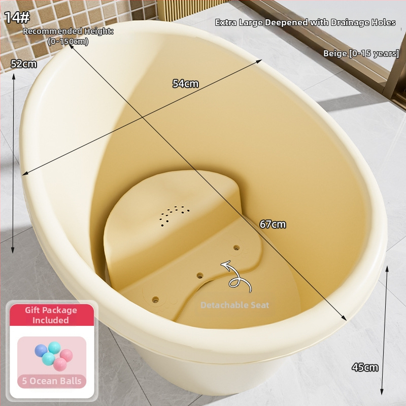 Plastmasas bērnu vannas spainis – pastiprināta konstrukcija, sēdēšanas dizains, mājas lietošanai