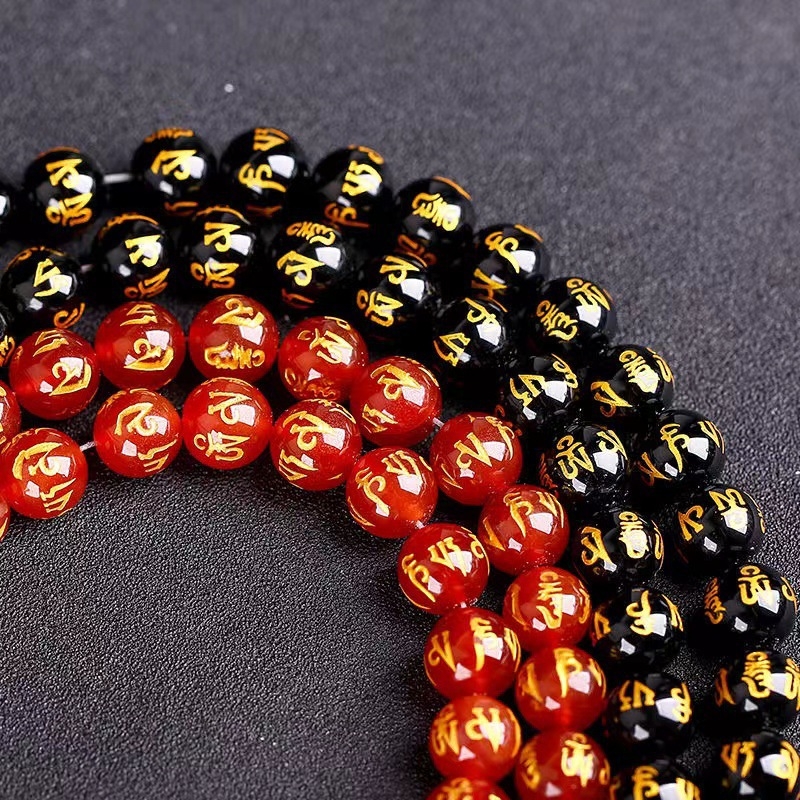 agatne perle, slobodno nizanje, mantra sa šest riječi, skulpturalna obrada, okrugli oblik