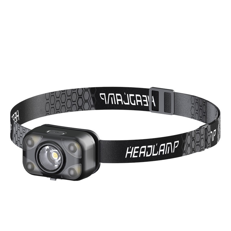 LED čelna lampa s inteligentnim senzorom, USB punjenje, domet 100–200 m, za planinarenje, kampiranje i noćno pecanje