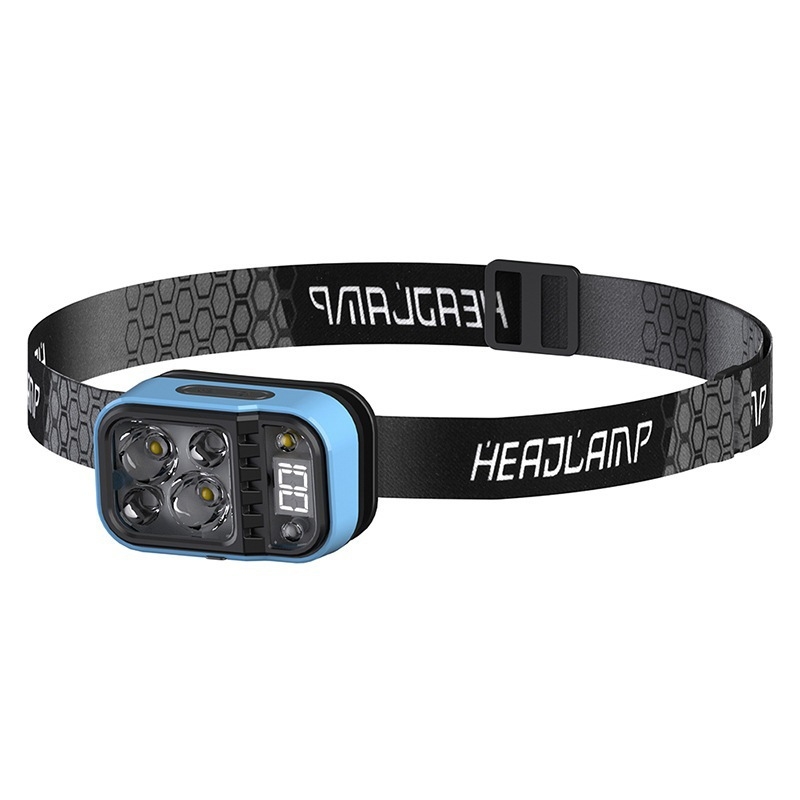 LED čelna lampa s inteligentnim senzorom, USB punjenje, domet 100–200 m, za planinarenje, kampiranje i noćno pecanje