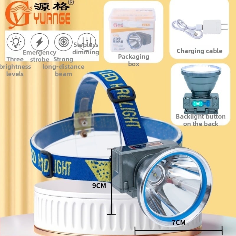 Čelna LED lampica s 9 LED dioda, punjiva, s integriranim punjenjem, za nočni ribolov, domet 500 m+