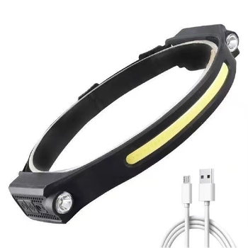 Čelna lampa s dvostrukim COB LED, silikon kućište, USB punjenje, baterija 1200mAh, 5W snage