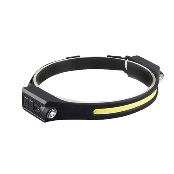 Čelna lampa s dvostrukim COB LED, silikon kućište, USB punjenje, baterija 1200mAh, 5W snage