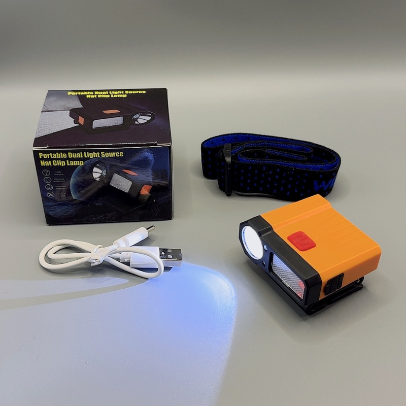 Svjetiljka za kapu s klipom - punjiva 1200mAh, dvostruki LED, inteligentan senzor, Type-C punjenje, vodootporna