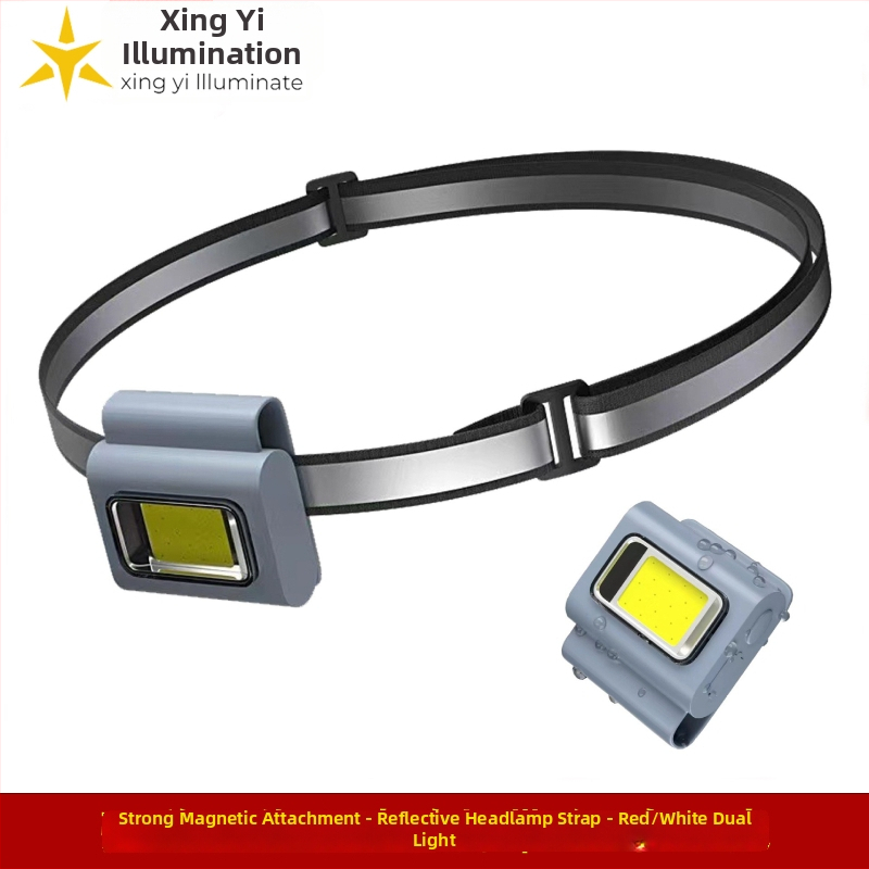 LED čelovka s COB LED, magnetické nabíjanie, spona na oblečenie, silikonové puzdro, ručné napájanie