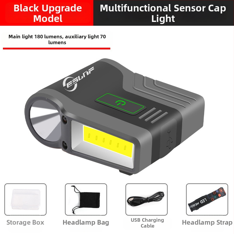 Kepurės kilpos LED galvos žibintas – įkraunamas, atsparus vandeniui, 50 m spindulys, veikimo laikas 2–8 val.