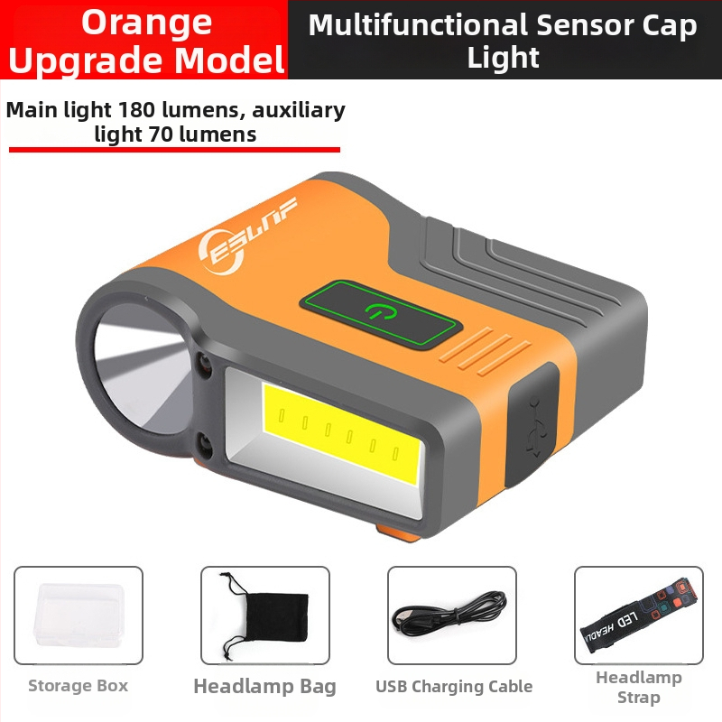 Kepurės kilpos LED galvos žibintas – įkraunamas, atsparus vandeniui, 50 m spindulys, veikimo laikas 2–8 val.