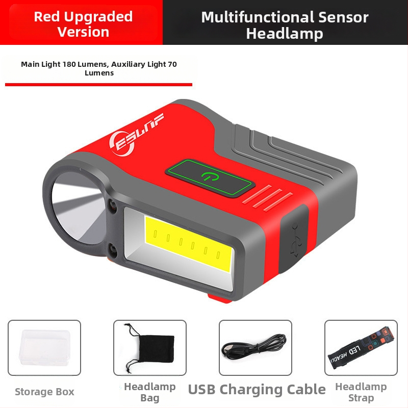 Kepurės kilpos LED galvos žibintas – įkraunamas, atsparus vandeniui, 50 m spindulys, veikimo laikas 2–8 val.