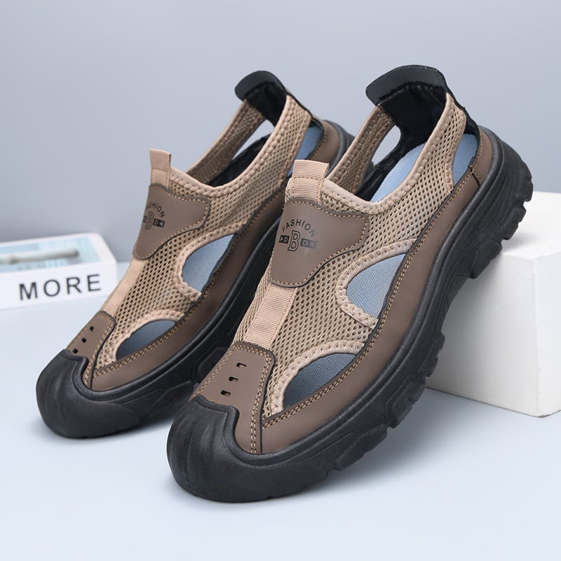 Muške Slip-On sandale, gumena potplat, gornji dio od tkanine, prozračne, protuklizne