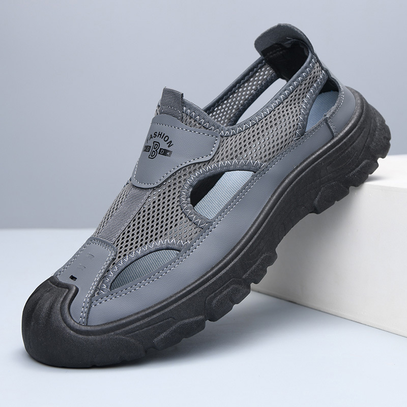 Muške Slip-On sandale, gumena potplat, gornji dio od tkanine, prozračne, protuklizne