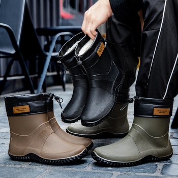 Čizme za kišu za unisex, PVC gornji dio, srednja visina, streetwear stil