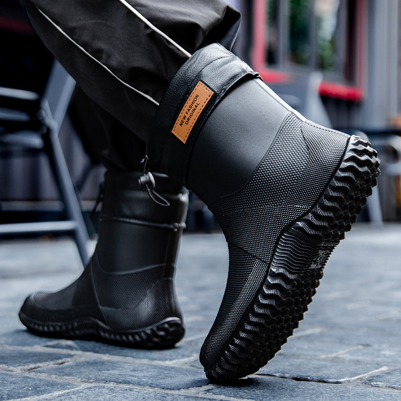 Čizme za kišu za unisex, PVC gornji dio, srednja visina, streetwear stil
