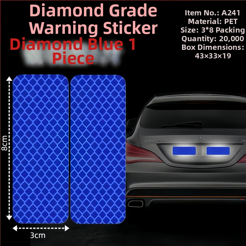 Autocolant reflectorizant auto - material PET, model de avertizare, montaj cu bandă adezivă, potrivit pentru partea din față, capota motorului, portbagaj, plafon, geamuri și partea din spate