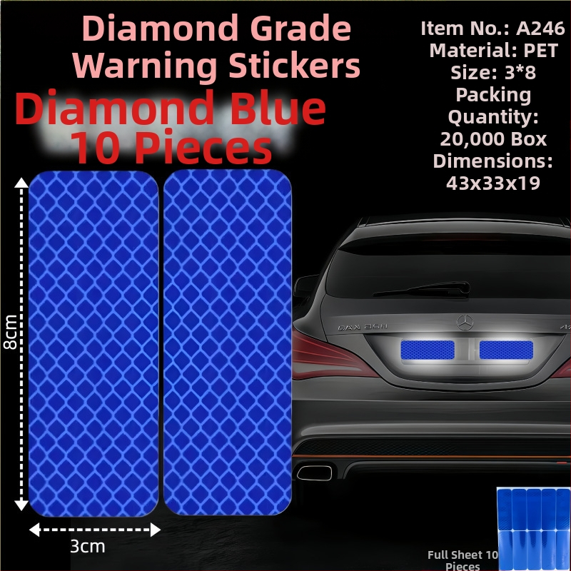 Autocolant reflectorizant auto - material PET, model de avertizare, montaj cu bandă adezivă, potrivit pentru partea din față, capota motorului, portbagaj, plafon, geamuri și partea din spate