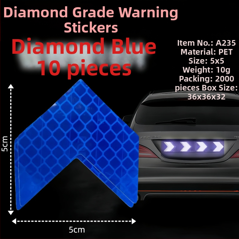 Autocolant reflectorizant auto - material PET, model de avertizare, montaj cu bandă adezivă, potrivit pentru partea din față, capota motorului, portbagaj, plafon, geamuri și partea din spate