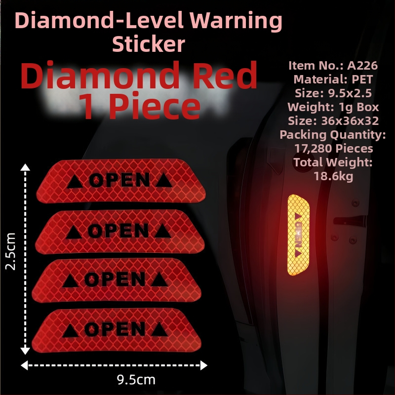 Autocolant reflectorizant auto - material PET, model de avertizare, montaj cu bandă adezivă, potrivit pentru partea din față, capota motorului, portbagaj, plafon, geamuri și partea din spate