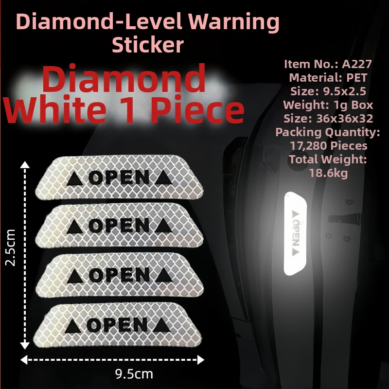 Autocolant reflectorizant auto - material PET, model de avertizare, montaj cu bandă adezivă, potrivit pentru partea din față, capota motorului, portbagaj, plafon, geamuri și partea din spate