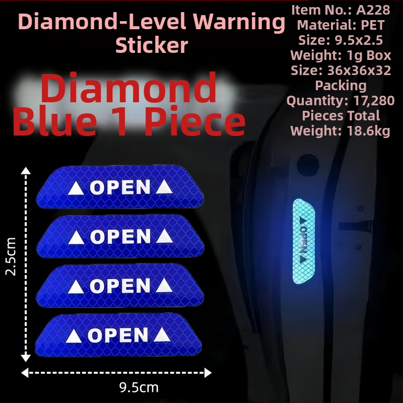 Autocolant reflectorizant auto - material PET, model de avertizare, montaj cu bandă adezivă, potrivit pentru partea din față, capota motorului, portbagaj, plafon, geamuri și partea din spate