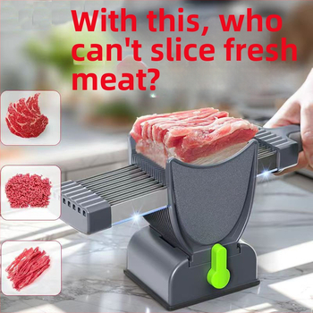 Rankinis mėsos pjaustytuvas namų naudojimui – ABS korpusas, nerūdijanio plieno peilis; pjausto mėsą plokštelėmis, juostelėmis ir kubeliais; pritaikymas ir logotipo spauda prieinama