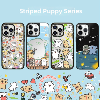Caseti Line Puppy 16Pro aizsargkaste iPhone 15 Pro Max, iPhone 13 Pro un iPhone 14