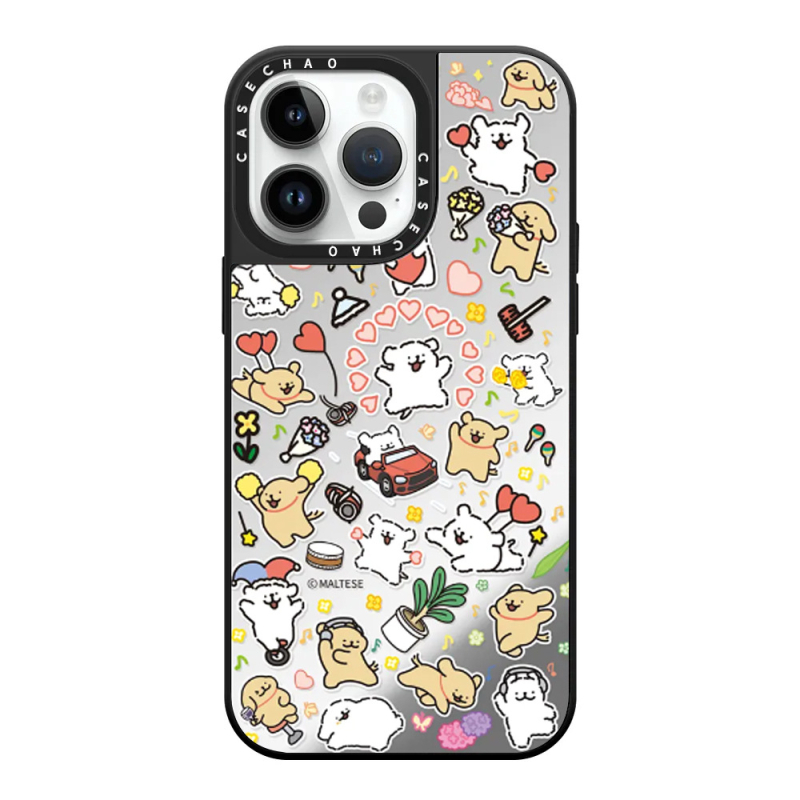 Caseti Line Puppy 16Pro aizsargkaste iPhone 15 Pro Max, iPhone 13 Pro un iPhone 14