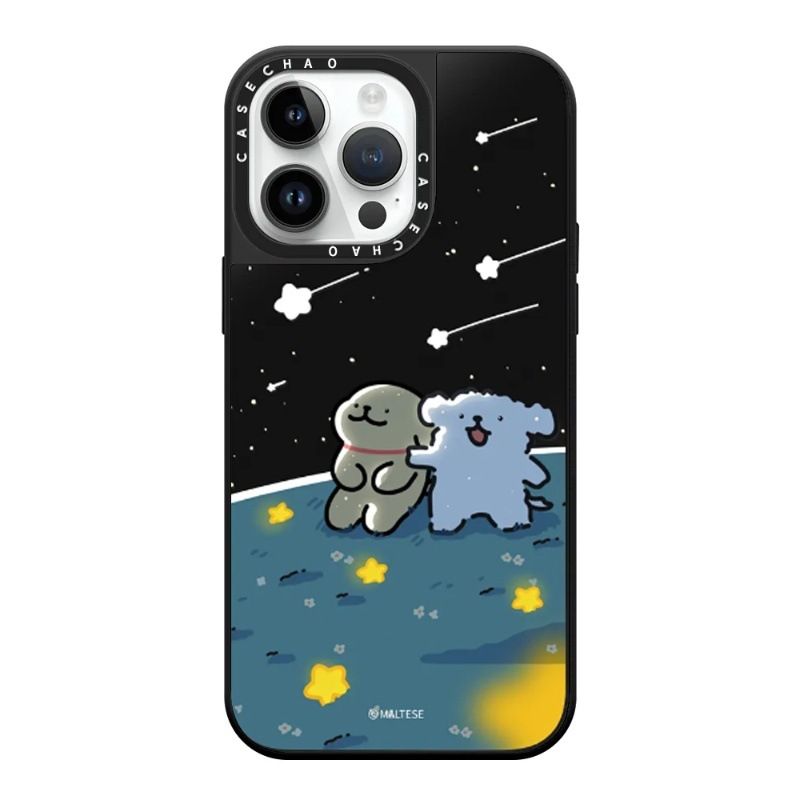 Caseti Line Puppy 16Pro aizsargkaste iPhone 15 Pro Max, iPhone 13 Pro un iPhone 14