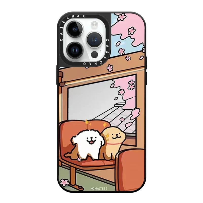 Caseti Line Puppy 16Pro aizsargkaste iPhone 15 Pro Max, iPhone 13 Pro un iPhone 14