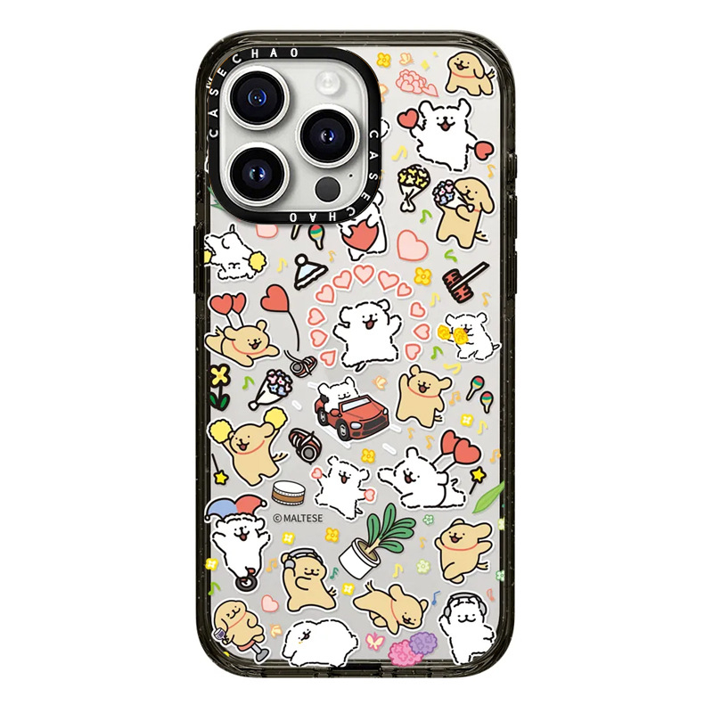 Caseti Line Puppy 16Pro aizsargkaste iPhone 15 Pro Max, iPhone 13 Pro un iPhone 14