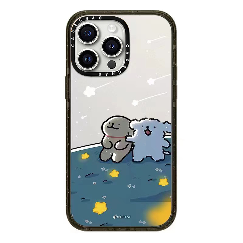 Caseti Line Puppy 16Pro aizsargkaste iPhone 15 Pro Max, iPhone 13 Pro un iPhone 14