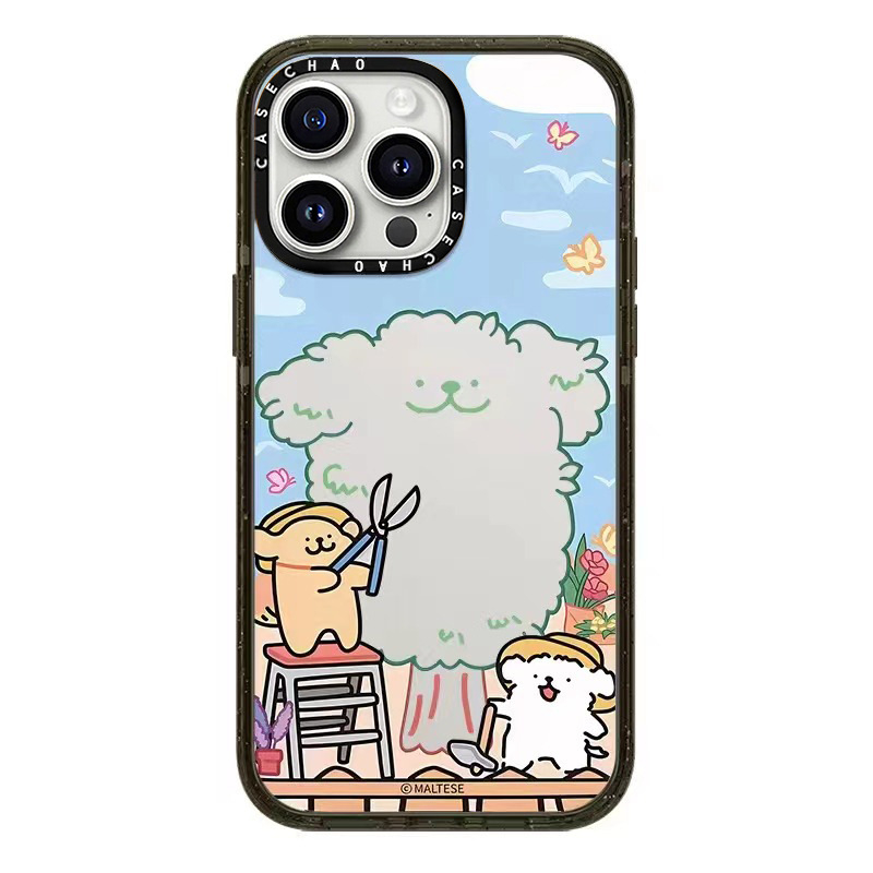 Caseti Line Puppy 16Pro aizsargkaste iPhone 15 Pro Max, iPhone 13 Pro un iPhone 14