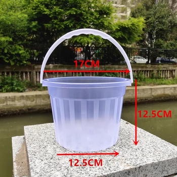 Átlátszó műanyag vödör fedéllel, kézben tartható, kefék tisztítására és festéshez