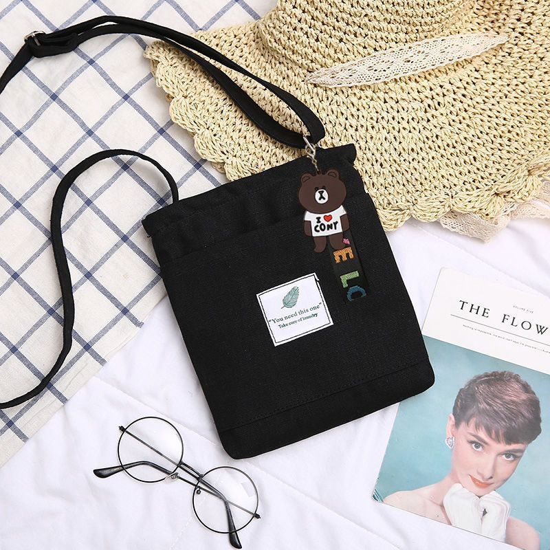 Geantă crossbody din pânză unisex, siluetă verticală pătrată, închidere cu fermoar, buzunar interior cu fermoar, buzunar interior tip patch, două bretele