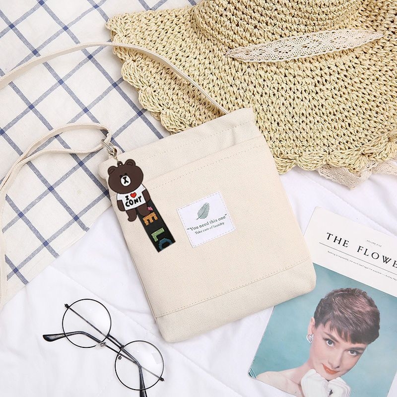 Geantă crossbody din pânză unisex, siluetă verticală pătrată, închidere cu fermoar, buzunar interior cu fermoar, buzunar interior tip patch, două bretele