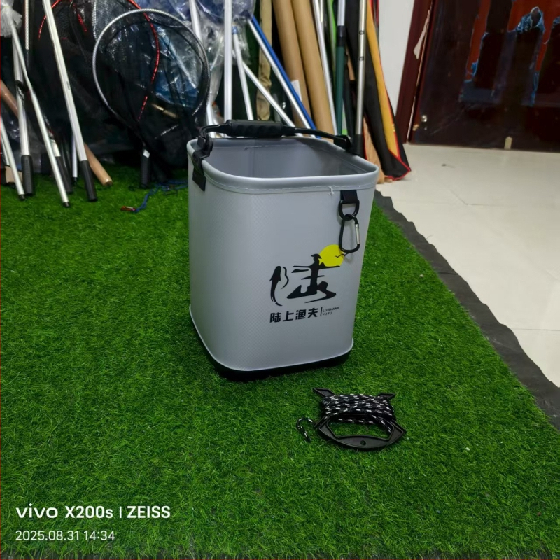 EVA medžiagos vandens kibiras gyvoms žuvims jūrų žvejybai, nešiojamas, atsparus vandeniui