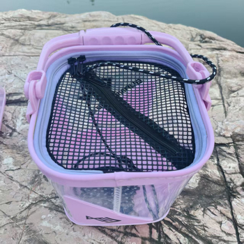 Гъвкава прозрачна кофа за риболов — пластмасова, преносима за живи риби и вода