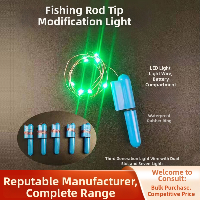 Žvejybos lazdelės LED signalo šviesa, maitinama baterijomis, plastikinis korpusas, veikimo nuotolis 100–200 m