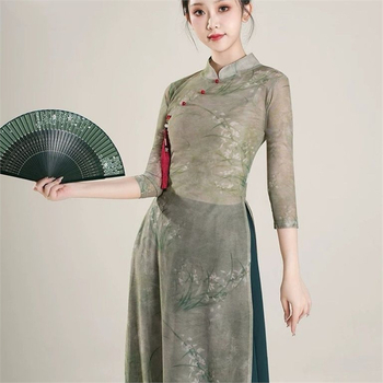 Uniszex kínai stílusú néptánc jelmez Chenille anyagból, spandex és poliészter, tavasz 2025