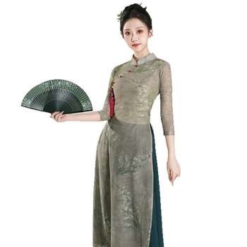 Uniszex kínai stílusú néptánc jelmez Chenille anyagból, spandex és poliészter, tavasz 2025