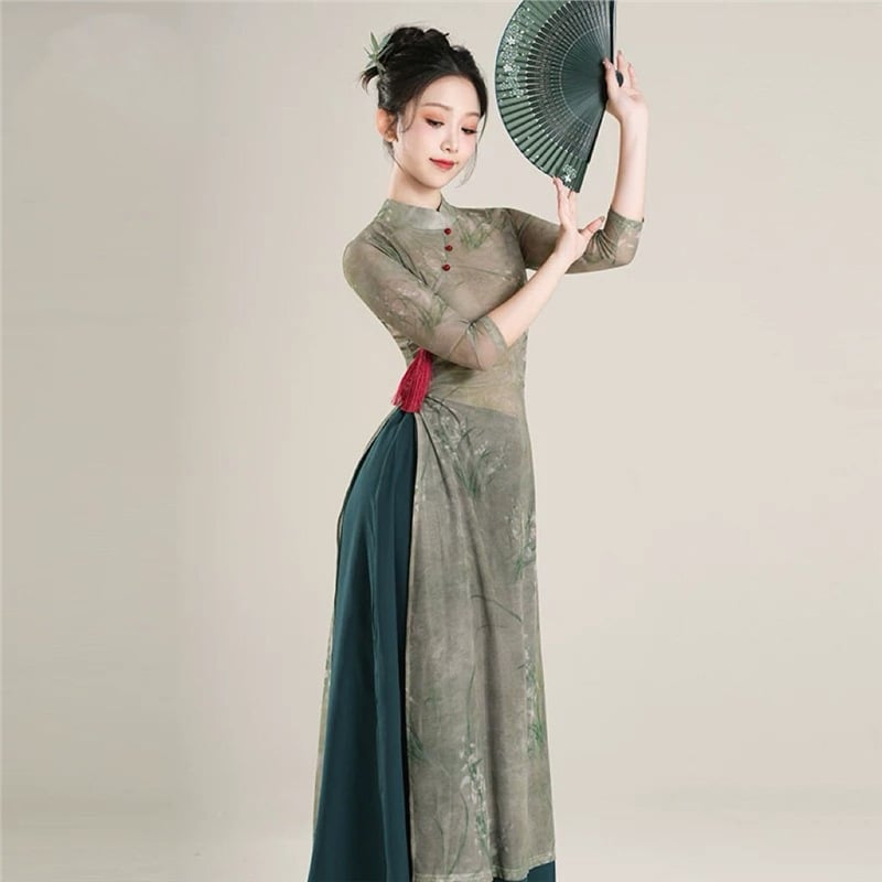 Uniszex kínai stílusú néptánc jelmez Chenille anyagból, spandex és poliészter, tavasz 2025