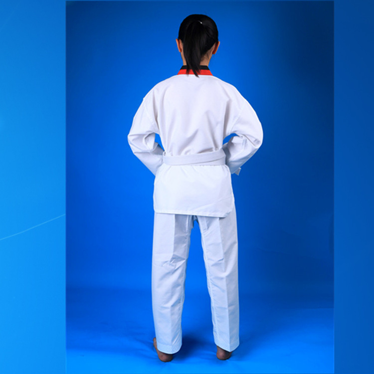 Taekwondo apģērbs bērniem un pieaugušajiem, kokvilnas maisījuma audums, iekšējā odere no kokvilnas, 1–2 cm tolerances, piemērots fitnesam, ķermeņa veidošanai un cīņas mākslām