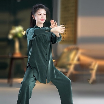 Тай Чи унисекс костюм за възрастни — къс ръкав тренировъчен костюм, полиестер със спандекс