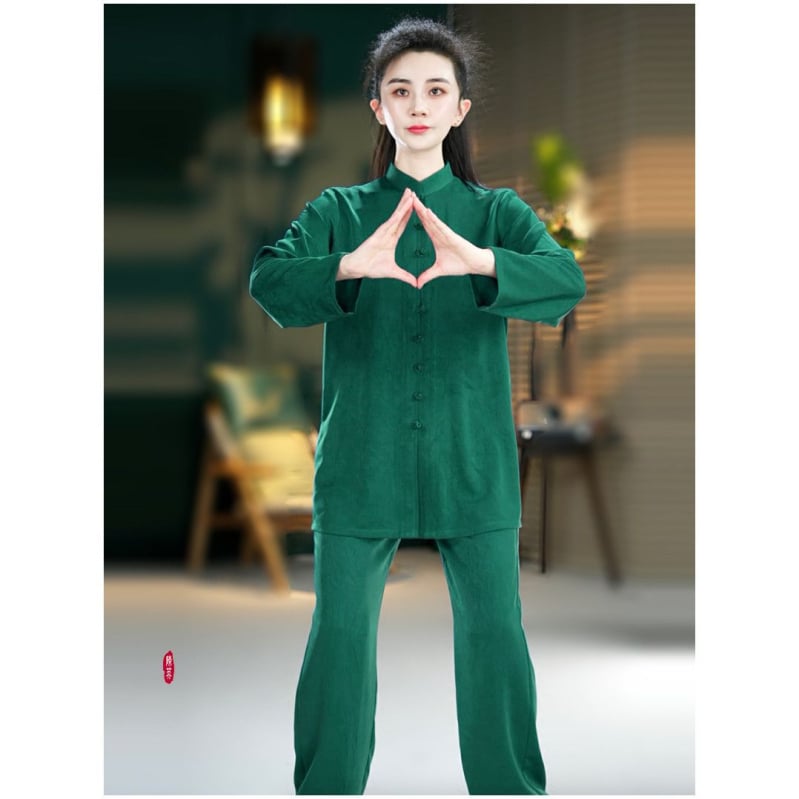 Тай Чи унисекс костюм за възрастни — къс ръкав тренировъчен костюм, полиестер със спандекс