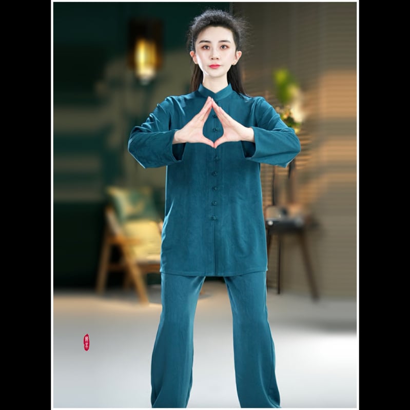 Тай Чи унисекс костюм за възрастни — къс ръкав тренировъчен костюм, полиестер със спандекс